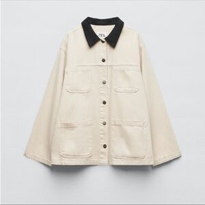 Zara chore jacket black collar xs